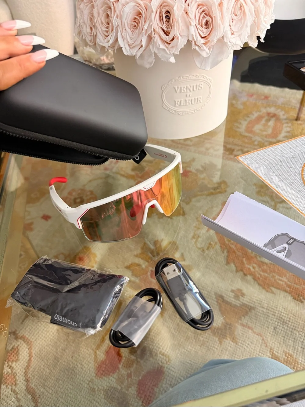 Knicks Music Shield Sports Sunglasses - White Frame, Mirrored CHAMELO smart
